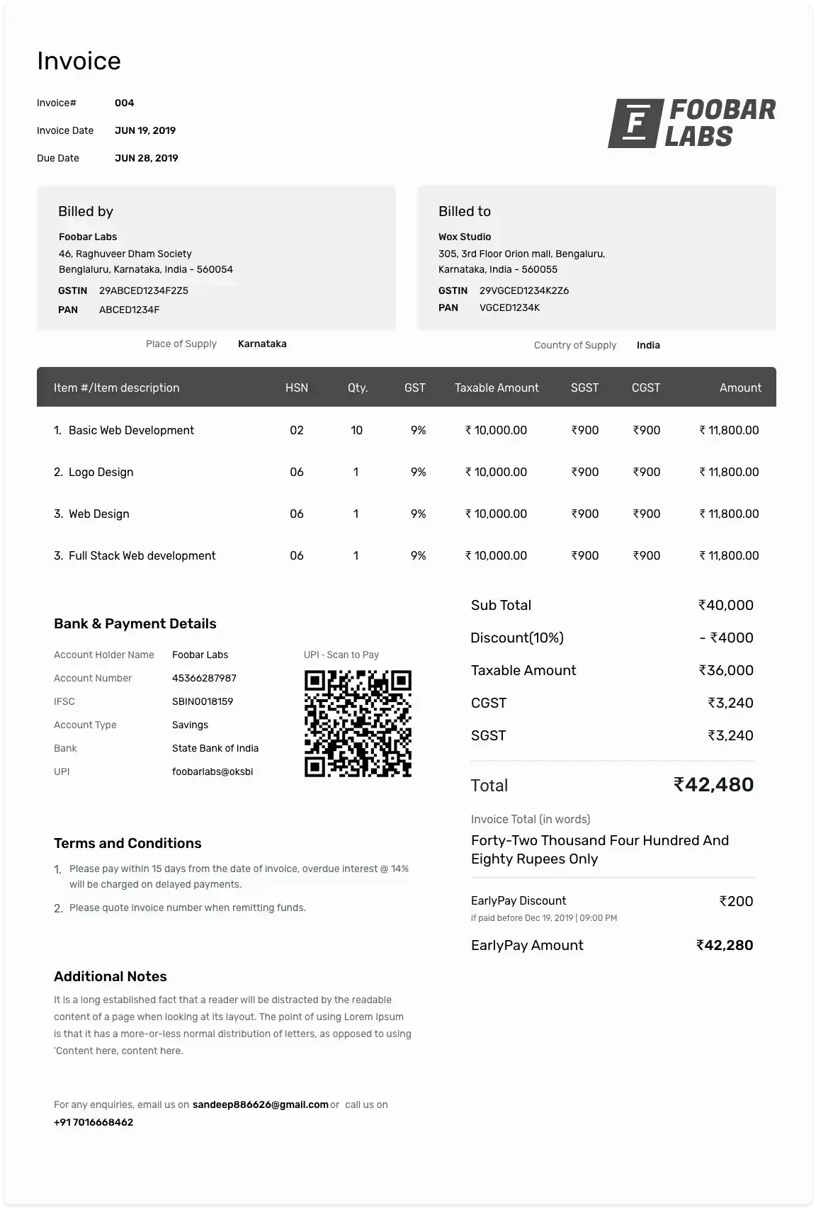 sample GST invoice format in tally style