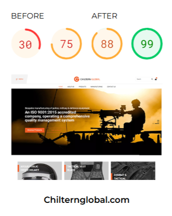 Chiltern Global Website Speed Optimization Portfolio Before After