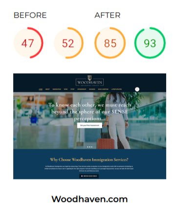 Wood Haven Website Speed Optimization Portfolio Before After